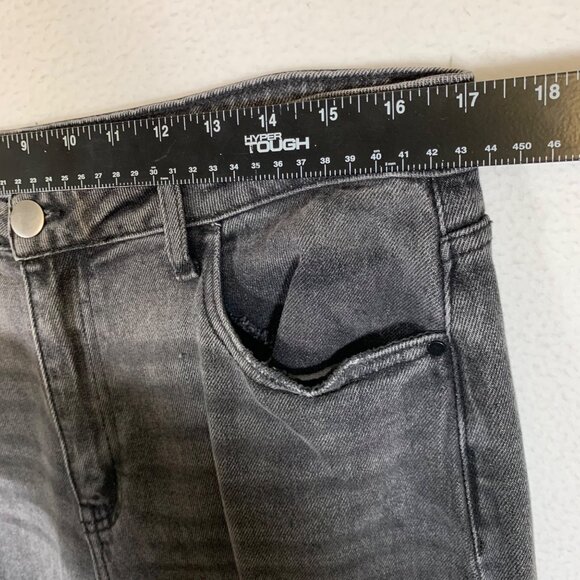 GB High Waisted Baggy Jeans Size 13 Distressed Black Denim Casual Rip Streetwear - Picture 15 of 16